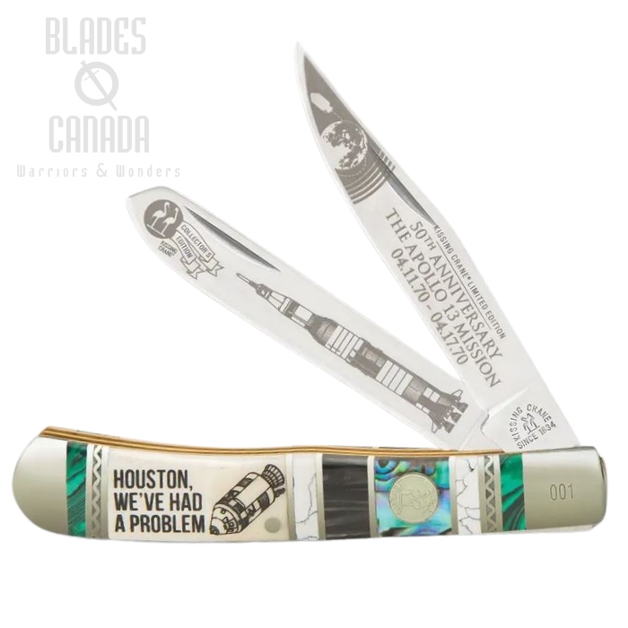 Kissing Crane Apollo 13 Trapper Folding Knife, Bone Handle, KC5826